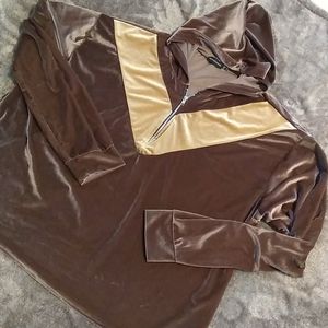 Pretty Little Thing velour chevron half zip jacket hooded